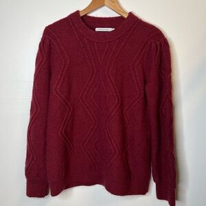 Stitches & Stripes Dark Red Wave Pattern Sweater, L